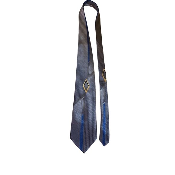 Meeting Street Mens Neck Tie 100% Silk Hanmae Silver Geometric Work Dad Gift - Picture 1 of 6